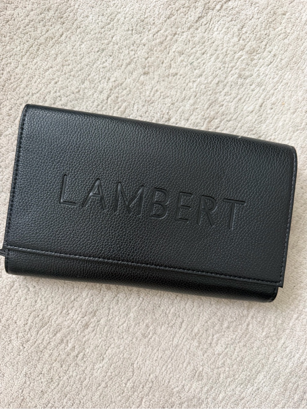 Black Leather Foldover Women's Wallet Clutch